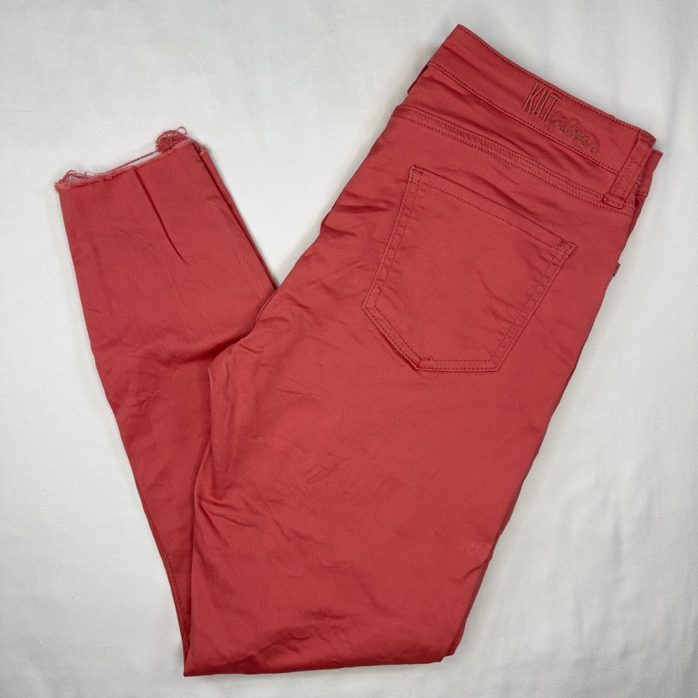 Kut From The Kloth Jeans Women's 10 Carlo Ankle Skinny Cut‎ Off Raw Hem Peach